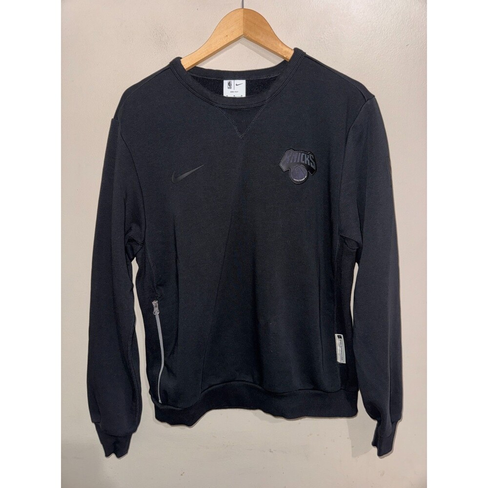 Men's M Nike NBA New York Knicks NYC Team Issued PE Crewneck Sweatshirt Black
